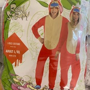 Halloween Costume | Ren & Stimpy | Adult L/XL Stimpy Zipster Onesie